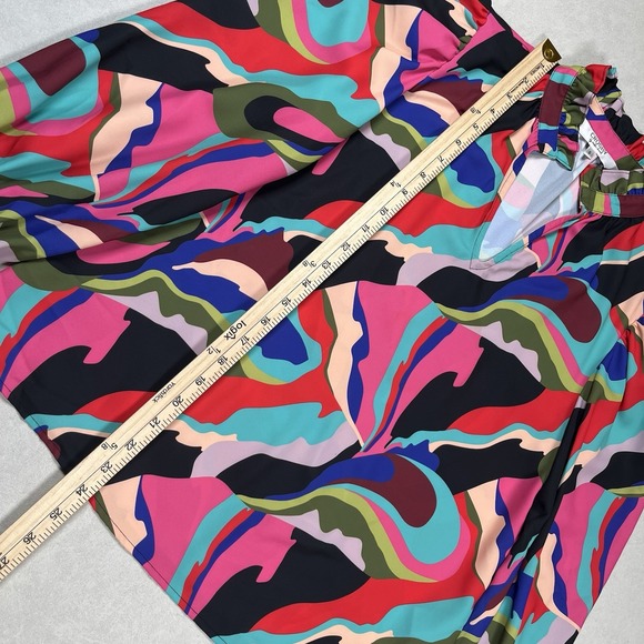 Crosby by Mollie Burch Women's Multicolor Blouse Sz S Ruffle Colorful Abstract - Picture 7 of 8